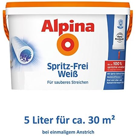 Alpina Spritz Frei Weiss 5 Liter Wandfarbe Weiss Ohne Spritzen Und Tropfen Beste Deckkraft Amazon De Baumarkt Beste Wandfarbe Weiß