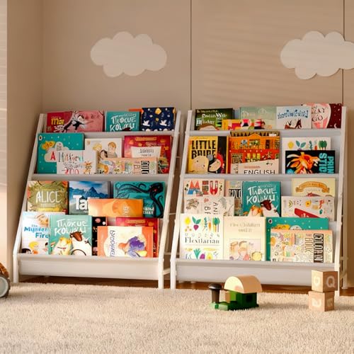 Image of Aokitsink 4-Tier Kids Bookshelf, Book Shelf for Kids Rooms,Book Rack for Kid with Four Deep Pockets,Nursery Bookshelves for Kid' Playroom, Toddler Bookshelf as a Children's Gift