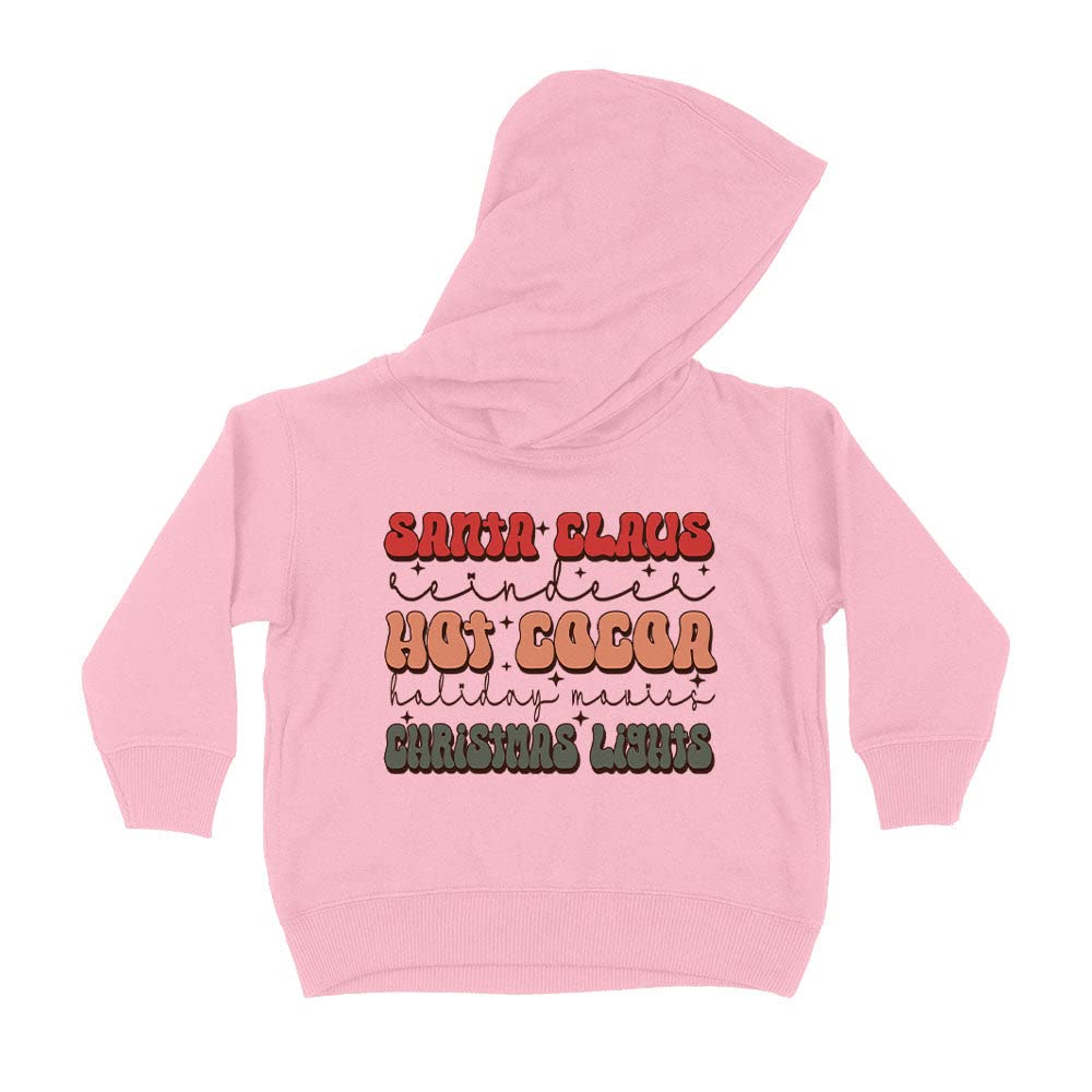Retro Christmas Sayings Kids Hoodie Sweatshirt Toddler 2T Light Pink