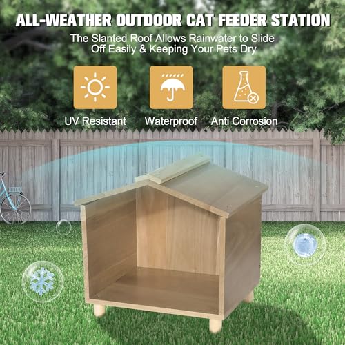 BALAPET Katzenfutterstation & Unterschlupf für Katzen - Wasserdichtes Katzenhaus für Futterstation im Freien, perfekt für Wildkatzen, Vögel, Kaninchen, Katzen & Hunde