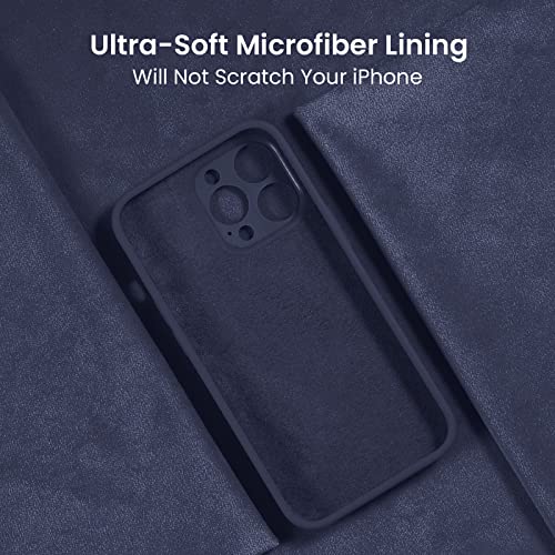 Image of FireNova Designed for iPhone 14 Pro Case, Silicone Upgraded [Camera Protection] Phone Case, Soft Anti-Scratch Microfiber Lining Inside, 6.1 inch, Navy Blue