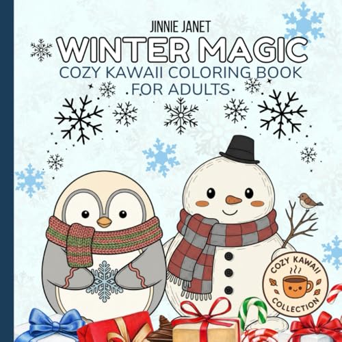 Winter Magic - Cozy Kawaii Coloring Book for Adults: 30 Cute and Cozy Winter Coloring Pages with Snowy Animals, Penguins, Owls, Foxes, and Festive ... Stress Relief...