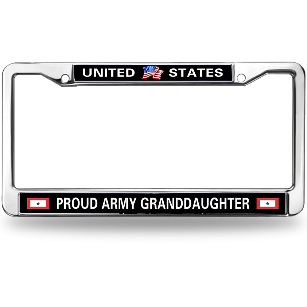 United States Flag Easy Installation License Plate Frame Army Granddaughter Pride License Plate Frame for Birthday Gift