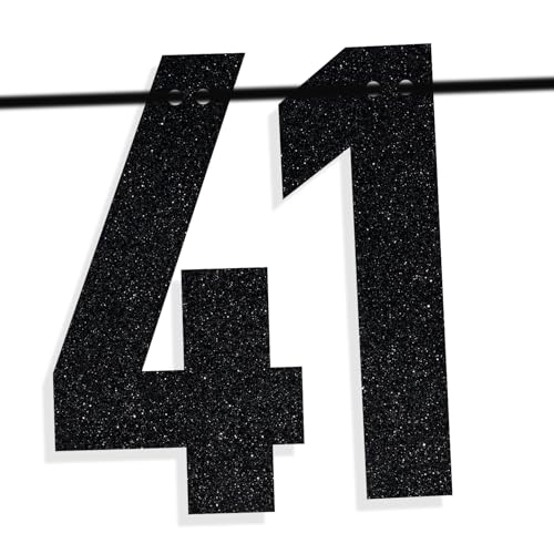 Image of Black Glitter Holy Shit You're 41 Banner, Happy 41st Birthday /Cheers to 41 Years, Funny 41 Yeras Old Birthday Party Decorations Supplies