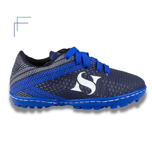 Chuteira Society Infantil Reforçada Campos Gramados Quadras Cor:Azul;Tamanho:26