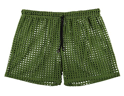 Panegy Men's Muscle Shorts Fishnet Openwork Boxer Shorts Workout Running Gym Mesh Hot Shorts Swim Trunks