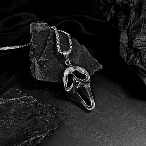 Horror Ghost Necklace - Stainless Steel Pendant, Halloween Gift‌3