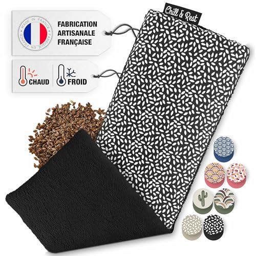 Chill&Rest – Bolsa de agua caliente fabricada en Francia – Almohadilla térmica de espalda – Bolsa de agua caliente – Reduce el estrés – Bolsa de agua caliente de semilla de lino – cervical dolorosa –