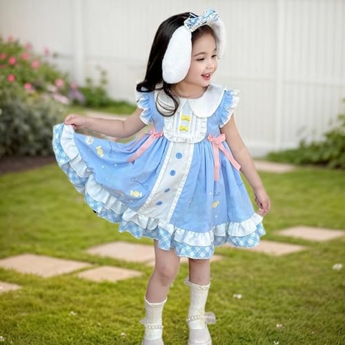 Vestido Lolita Azul para Niñas 5-6 Años miniatura 4