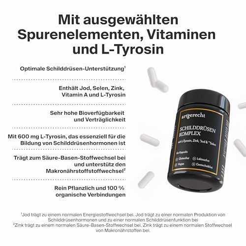 SCHILDDRÜSEN KOMPLEX – 30 Kapseln mit Jod, Selen, Zink & L-Tyrosin | Für Energie, Hormonbalance & Stoffwechsel | natürliche Unterstützung der Schilddrüsenfunktion | Vegan & laborgeprüft