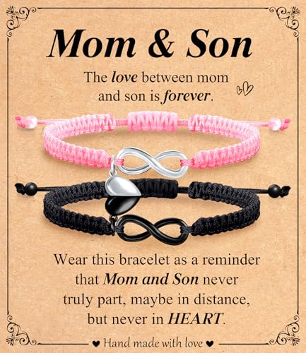Miss Chipmunk Matching Bracelets for Mother Son Gifts Adjustable Infinity Heart Bracelet Gifts for Fathers Day Mothers Day Christmas Birthday