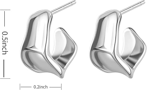 Miniatura 4 de 925 Silver Filled Hoop Earrings, Handmade Hoop Earrings for Women. Lightweight Hypoallergenic Open Hoop Earrings. Suitable for Gift Giving(silver)