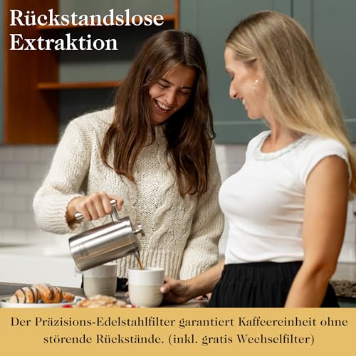 Barista Royal French Press - Hochwertige Frenchpress mit Warmhalte-Funktion - Kaffeebereiter - 1000ml 4