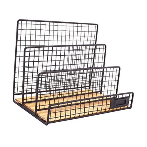 OHPHCALL 3-grid Desktop File Holder Office Document Organizer Shelves Smooth Welding Simple and Generous