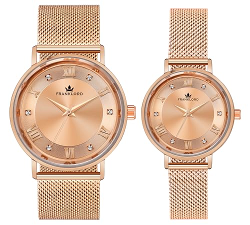 Franklord Romeo and Juliet Couple Watch Series Analog Watch for Men | Couple Watch Gift Set for Men and Women | Wedding Bandhan Analog Rose Gold Dial Watch (B0CLVJC4GC) Amazon Price History, Amazon Price Tracker
