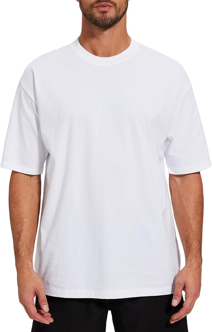 OSACOD Men's Oversized T-Shirts Cotton Tee Heavyweight Unisex Short Sleeve Crew Neck Loose Fit Basic Tops