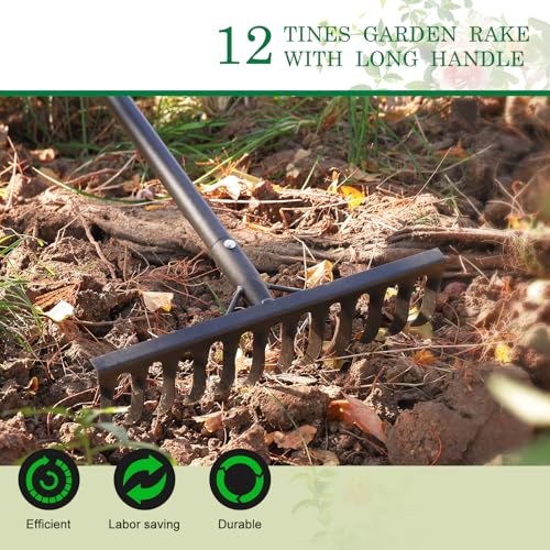 Rastrillo de Jardín Resistente con Mango Largo 74" miniatura 3