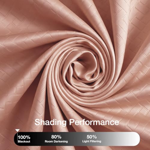 Image of HOMEMONDE 100% True Blackout Curtains 9 Feet Long Door - Single Piece Curtain| Embossed Design | Light Block Thermal Insulated & Noise Reducing & Fade Resistant Curtains (Pink, 108Inch)