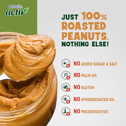 Image of Nutralite Activ Peanut Butter Natural Creamy | 1kg Jar | 26g Protein per 100g | High Dietary Fibre | No Added Sugar & Salt | Zero Trans-Fat | No Gluten | No Hydrogenated Oil | No Preservatives