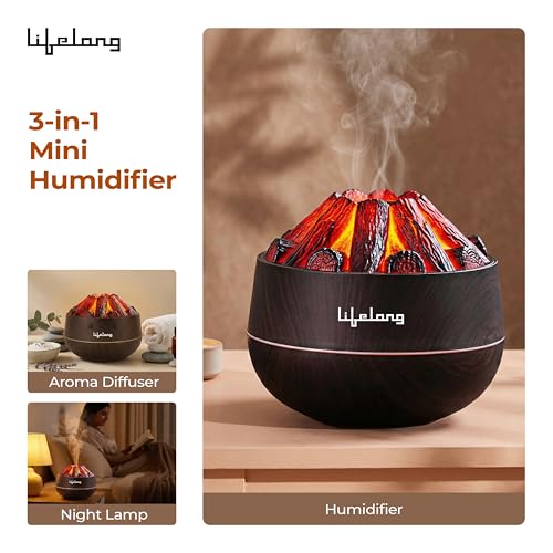 Image of Lifelong Bonfire Home Humidifier & Essential Oil Diffuser | 300ml Tank Capacity |Ultrasonic Aromatherapy for Home, Office & Bedroom with Soothing Light for Relaxation| Essential Oil Fragrance Diffuser