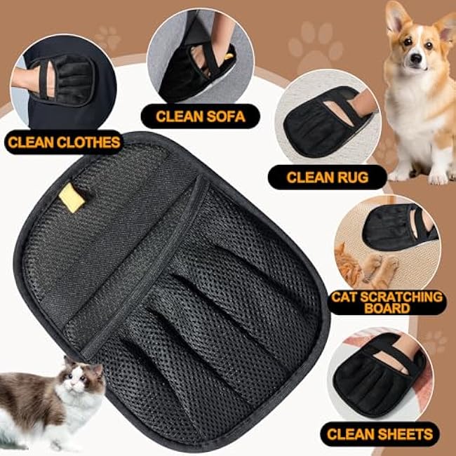 Pet Hair Removal Gloves - Electrostatic Pet Hair Removal Grooming Gloves,Reusable Cat & Dog Hair Remover for Couch, Furniture, Carpet, Curtain, Pet Grooming Mitt (1 PCS)-FnXhKLz8