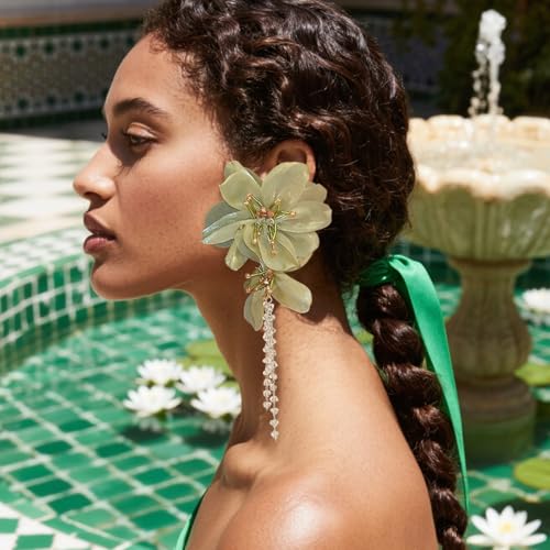 Pendientes de borla de flores con cristal artificial premium 2