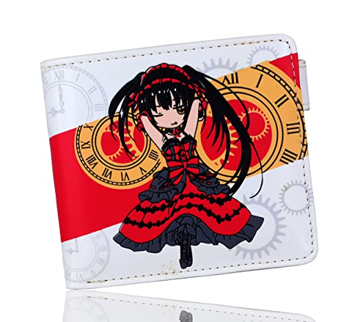 Roffatide Anime Date A Live Wallets for Girls Bi-Fold Short Faux Leather Wallet Travel Slim Wallet with Zip Coin Pocket White/Red