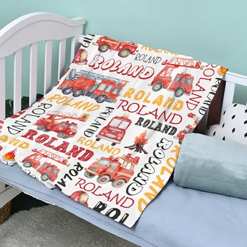 Image of Personalized Fire Trucks Firefighter Custom Baby Blanket Gifts for Boys Girls Super Soft Blanket Swaddle Newborn Cozy Receiving Blanket Stroller Throw 40x30 in for Puppy