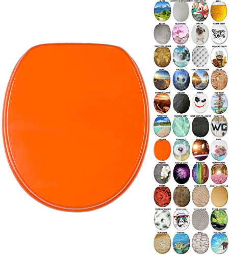 Sanilo Abattant WC frein de chute, Grande sélection de lunettes de toilette, Finition de haute qualité, Fixation facile (Orangé)