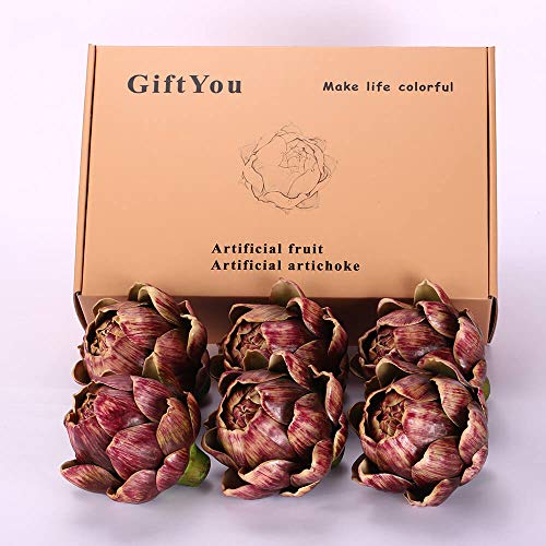 image for [6-Pack] GiftYou Artificial Fruits Large Artificial Artichoke - Fake V