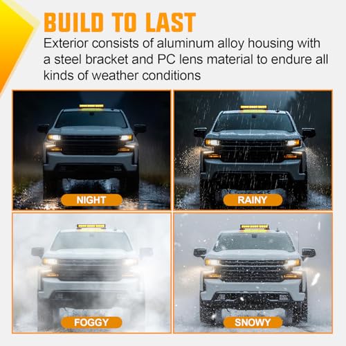 Image of Nilight 12LED Wireless Emergency Strobe Light Amber 14 Inch Magnetic Mount Mini Light Bar 12V Rooftop Powered Hazard Warning Flashing Lights for Car Truck Trailer Snow Plow Construction Vehicles