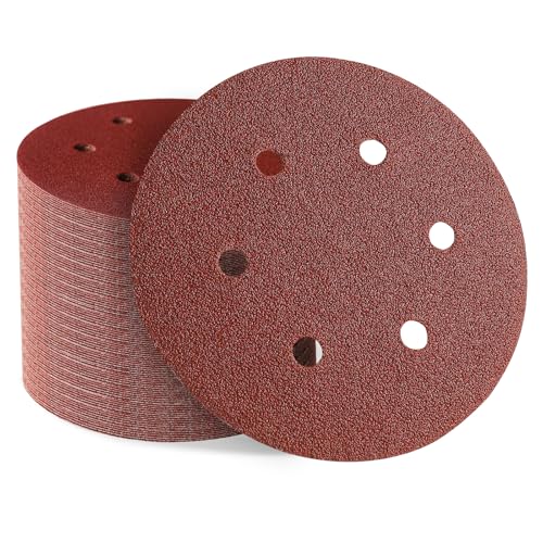 Sztaoip 100 Stück Schleifpapier 150mm Klett Profi Exzenterschleifer Schleifscheiben Set mit 6 Loch 20 X 60/80/120/240/320 Körnung für Holz Metall und Lack