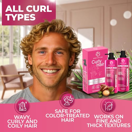 Image of Curly Shampoo and Conditioner Set - Sulfate Free Moisturizing Formula - Deep Treatment for Curly and Permed Hair Women and Men - 14 Fl Oz (Set of 2)