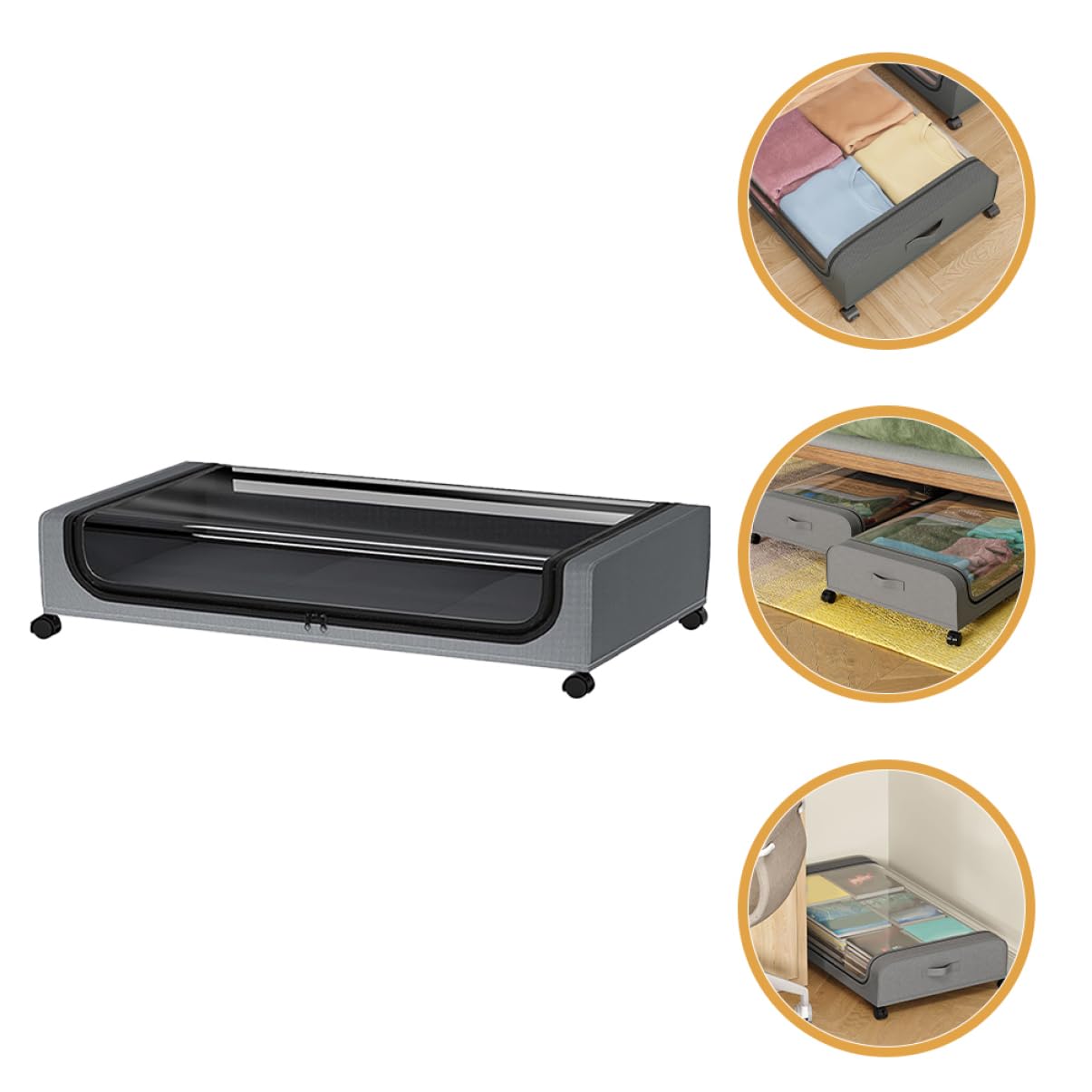 Zerodeko Caja de Almacenamiento y Ahorrar Espacio con Ruedas para Debajo Cama Organizador Ligero de Tela No Tejida con Tapa Transparente, Adecuado para Guardar Ropa