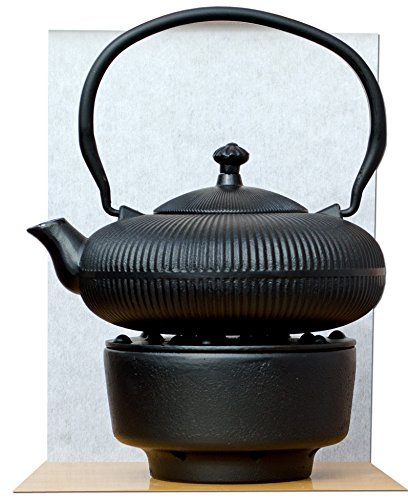 Gifts Of The Orient GOTOu00ae - Té Negro Estilo Japonés De Tetera Cafetera 0.8 Litros Calentador & Tetsubin Cast Iron Mountain Zen