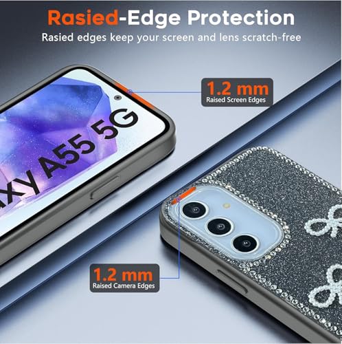 Image of DIZORO for Samsung A35 Case,Cute Bow Tie Aesthetic Phone Case,Trendy Slim Hard IMD Shockproof Protective Bumper Designer Phone Back Cover for Women Girls Black