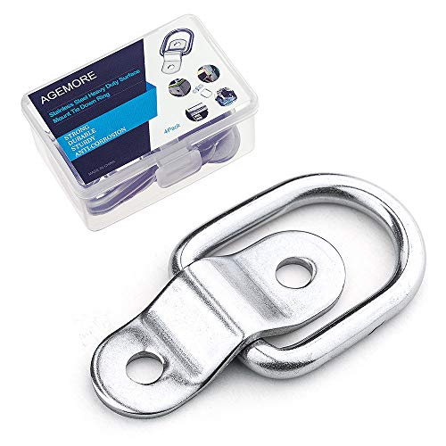 Agemore Edelstahl D-Ring Anker Oberflächenmontage Spannring Heavy Duty 4800 Pfund Bruchkraft Anhänger, Ladungskontrolle, Festzurren von Motorrädern, Geländefahrzeugen (4)