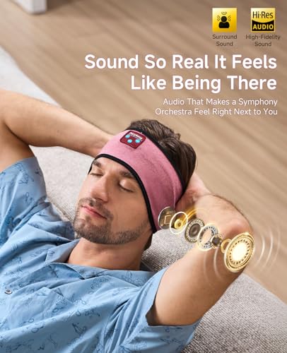 Image of Perytong Sleep Headphones Bluetooth Headband, No Pressure for Ear, Headband Headphones Wireless Earphones Music Sleep Headband Earbuds, Sleep Mask Gifts for Men Women Teens