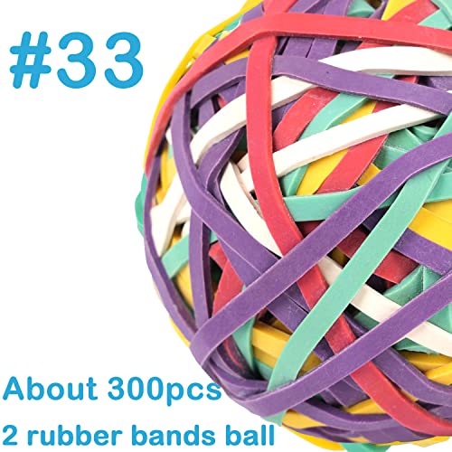 Amuu Rubber Band Ball #33 Rubber Bands 2 Pack Ball About 300Pcs 5 Colors Rubber Bands For Office School Home Strong Elastic Band 5 Colors Loop Office Supplies #TOP2