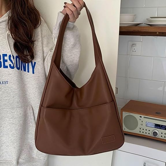 Ooomay Shoulder Bag, Ooomay Maya Brown Soft Tote Bag for Women, Stylish and Casual, for Commuting, Traveling, etc3
