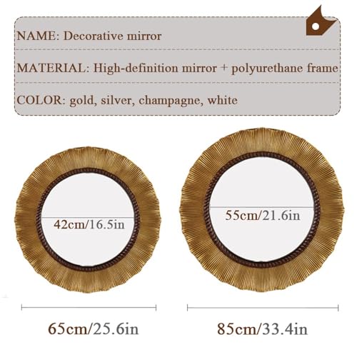 Miroir de salon moderne rond 85cm couleur champagne - 5