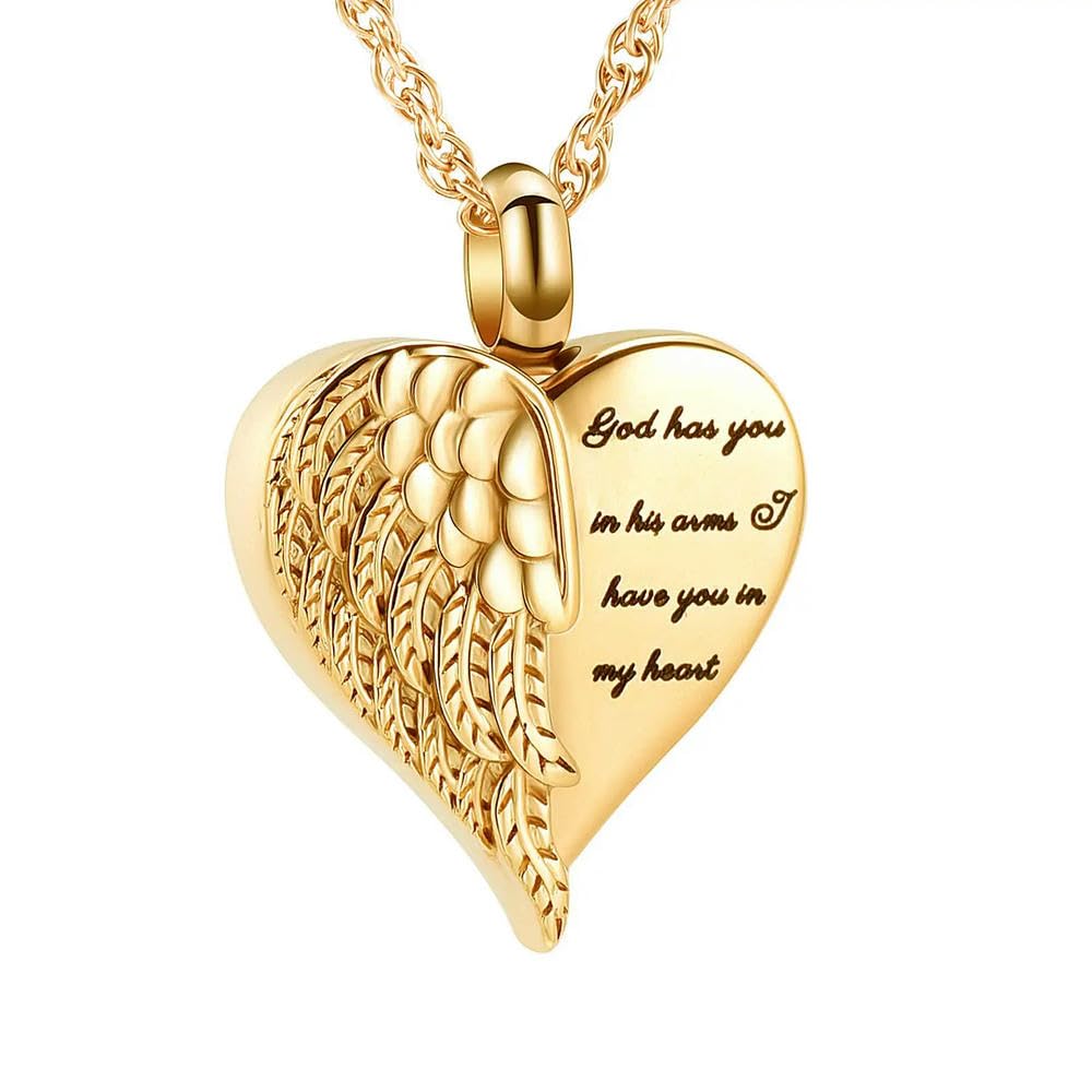 Adenla Women's Gold Cremation Heart Urn Necklace Ashes Jewelry For Men Keepsake Pendant Memorial Locket Ash Holder