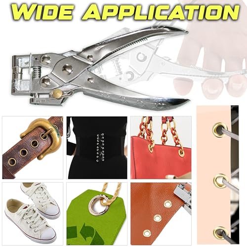 Image of Digital Craft 1 Set Rivet Setter Punch Pliers with 100pcs Easy Press Hollow Grommets - Eyelet Setting Tool for Belt Holes, DIY Projects, and Crafting