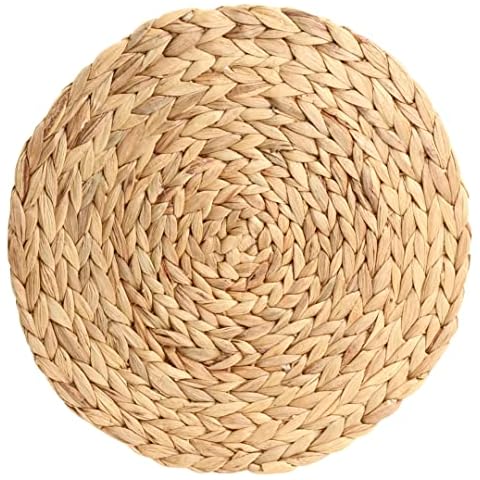 Koyal Wholesale Natural Water Hyacinth Placemats, Set of 4, 13.5 inch Round Mat Weave Charger Plates, Tropical Wedding Cover