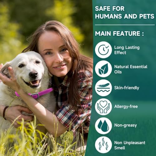 BKEPDY Hundehalsband 2 Stück Effektiver Schutz vor Ungeziefern Wasserdicht Einstellbares Floh und Zeckenschutz für Hunde Alle Größen und Rassen (Rosa)