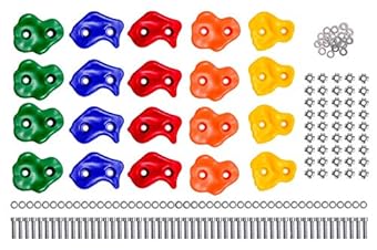25 個の石の感触のロッククライミング用ホールド 子供用 据付工具付き – DIY ロックウォール用クライミングロック