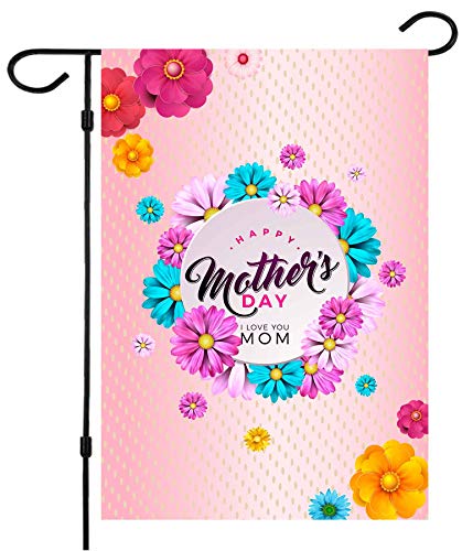 HappyÂ Mother'sÂ DayÂ GardenÂ Flag,Burlap Mother'sÂ DayÂ HouseÂ Flag Double Sided Outdoor Flag 12 x 18 Inch Small Mother'sÂ Day Yard Garden Decorative Flags