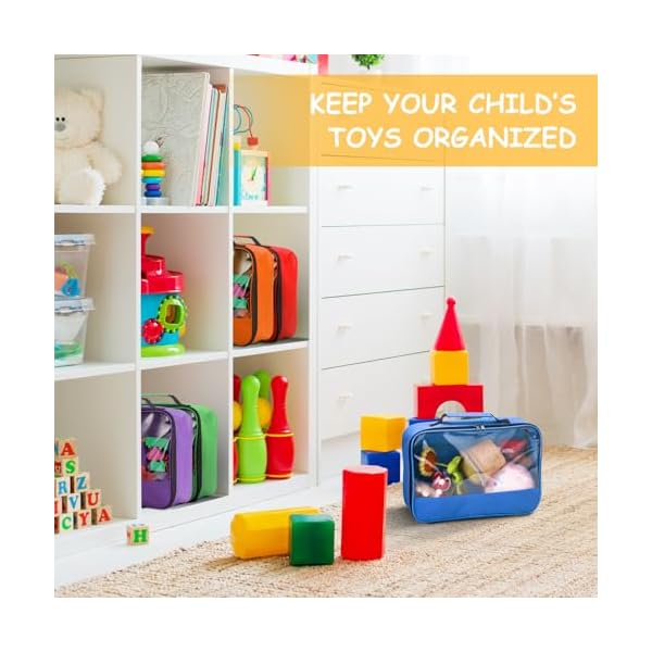 6 packs toy storage bags with zipper reusable toy organizing bags with portable handle travel case for building blocks bricks puzzles toys books board game storage  urban country home decor
