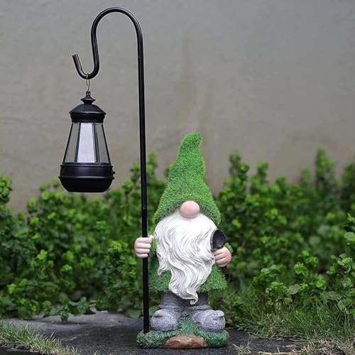Gartenzwerg Wetterfest Figur mit Solar Laterne – Lustig Figur Zwerg...