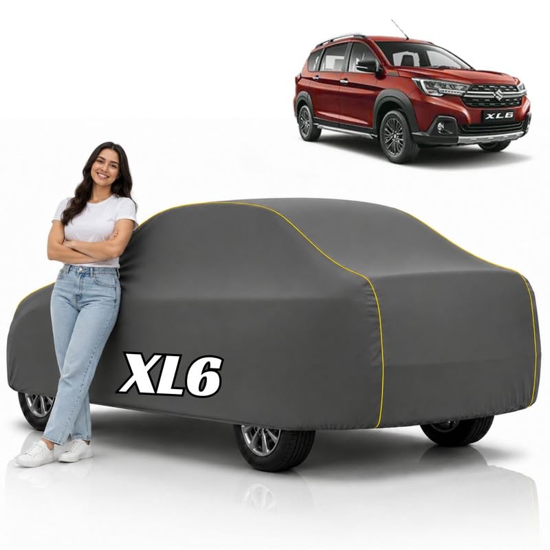 Image of Mind-Blowing 2026 100% Waterproof XL6 Car Cover | Polyester Car Body Cover for Rain & Sun | UV Protection, Dustproof, Scratch Resistant, Windproof, Heat Resistant, Custom Fit (Grey)